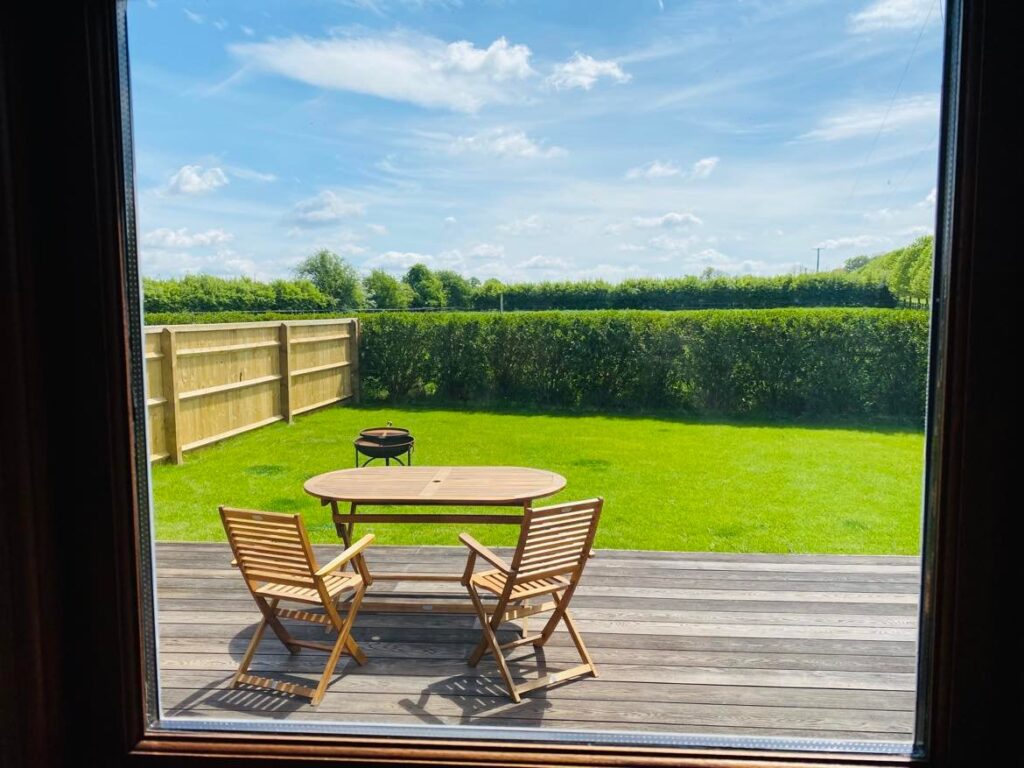 View of Deer Barn garden from kitchen window