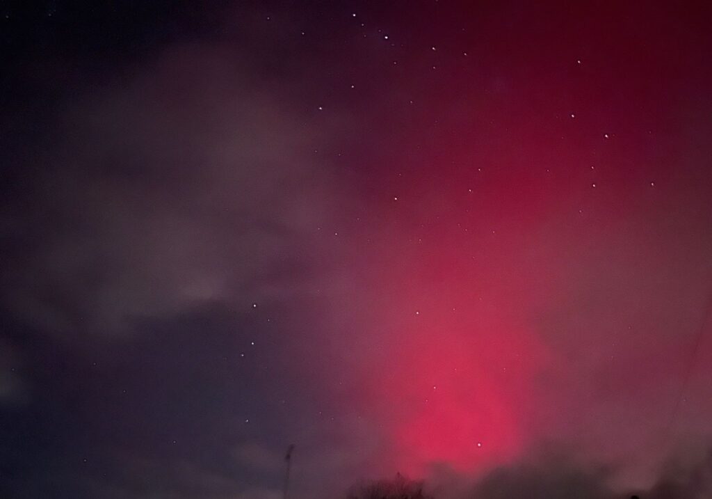 Aurora over Pewsey Wiltshire, sky glowing red